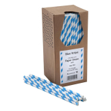 Beaumont Blue and White Striped Bore Paper Straw 8 Inch 6mm Pack 250