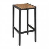 Bolero Black Steel and Acacia Wood Bar Stools 2 Pack