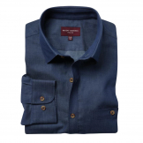 Brook Taverner Mens Jasper Long Sleeve Chambray Shirt Navy 16 1/2"